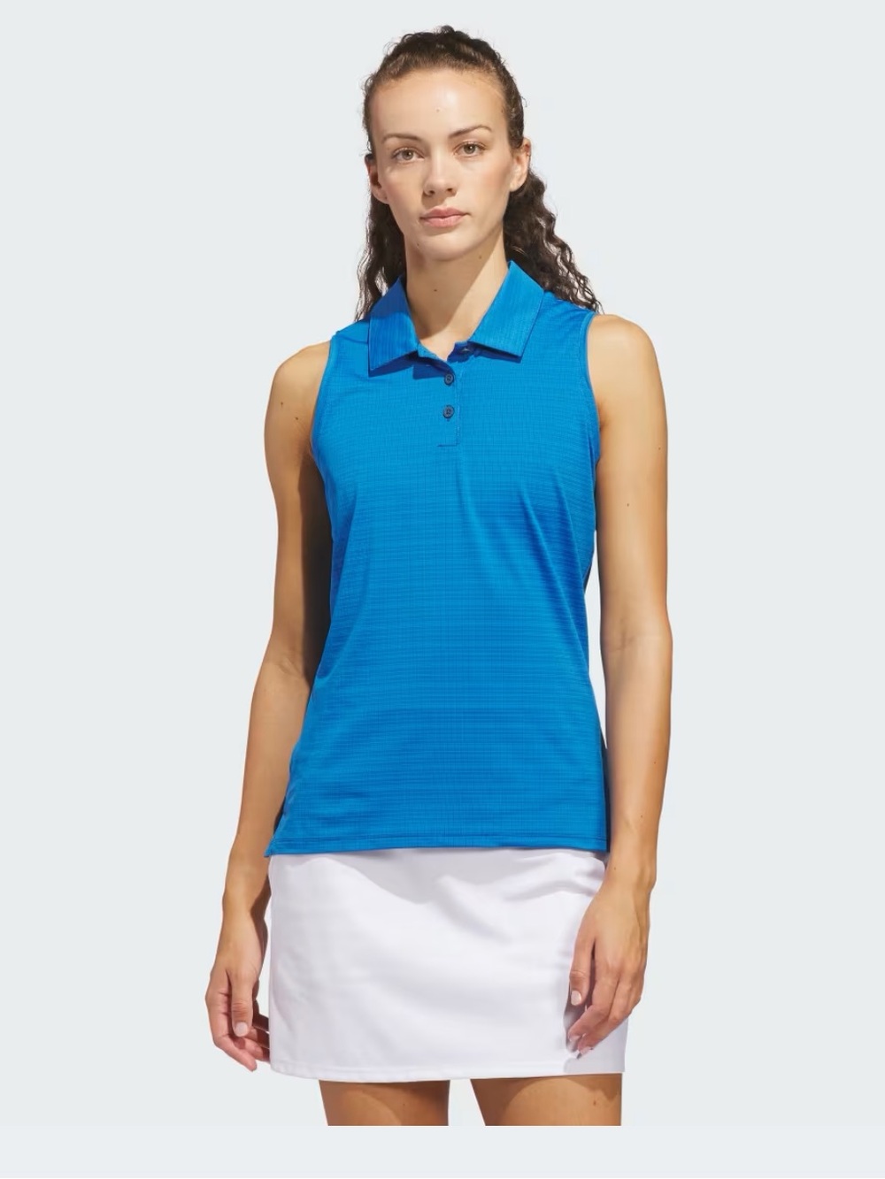 Adidas Ultimate365 Sleeveless Blue Polo Top - Women's Performance Shirt